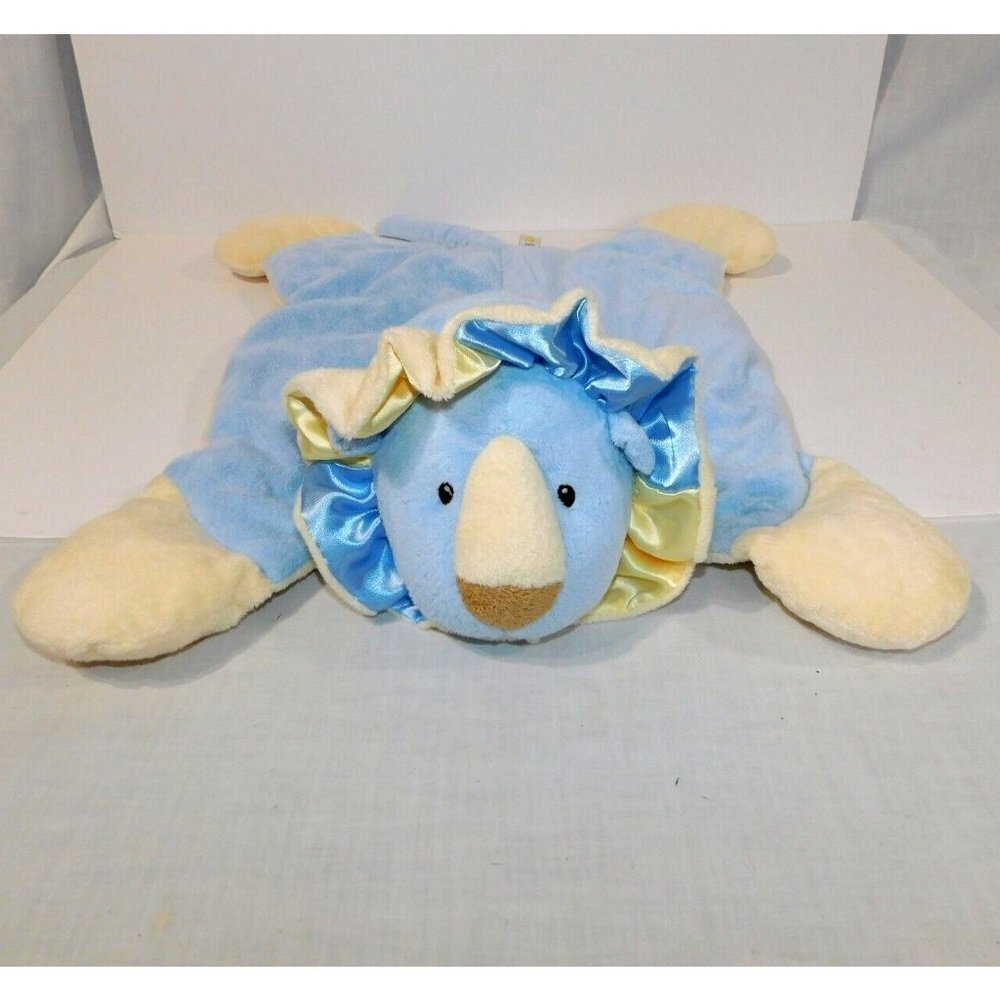 Ganz Baby Snug Along Lion Blue Yellow Plush Satin 22" Security Blanket Lovey
